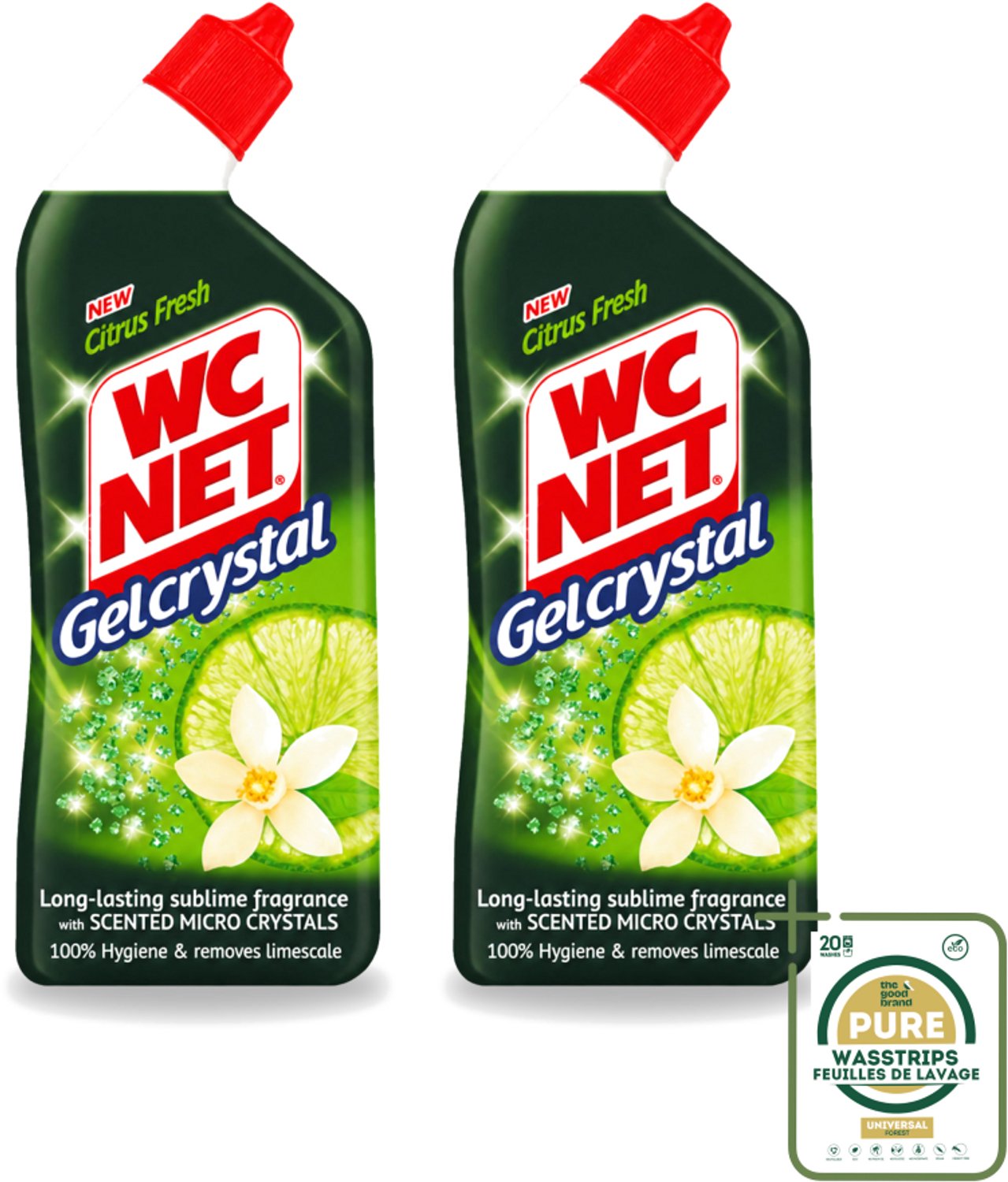 2 x WC Net - Toiletreiniger - Gel - Citrusgeur - Ontkalkt - 750ml - Wasstrips - WC Net Gel - Toilet Reiniger - Ontzorging - Kalkaanslag - Toilet Reinigen