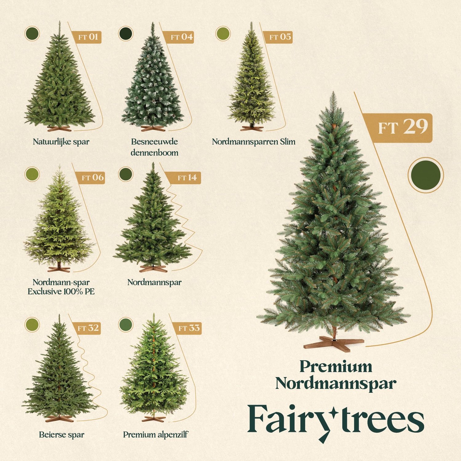 FairyTrees Kunstkerstboom Nordmann Premium 220 cm – Realistische Spuitgiet Naalden – Met Essenhouten Standaard – Gemaakt in de EU – foto 6