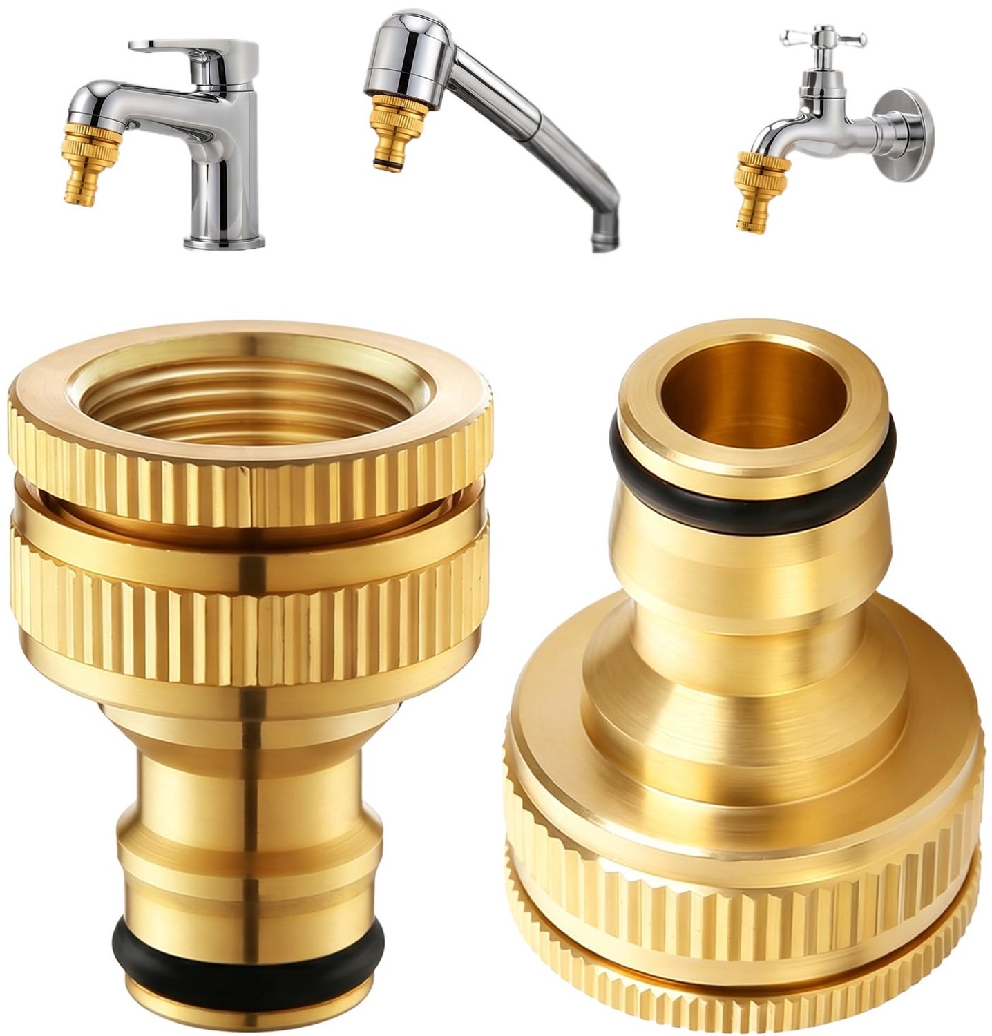 2 stuks adapter waterkraan tuinslang, universele slangadapter 22-24 mm slangaansluiting, kraanadapter voor tuin, snelkoppeling, tuinslangaansluiting