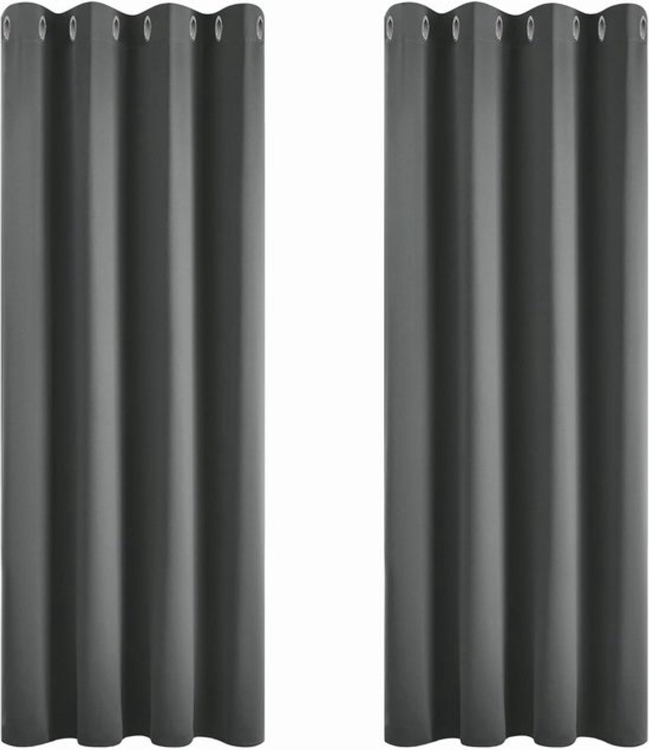 Verduisterende Gordijnen met Ringen 2 Stuks Thermisch Isolerend Donkergrijs 168x138 cm