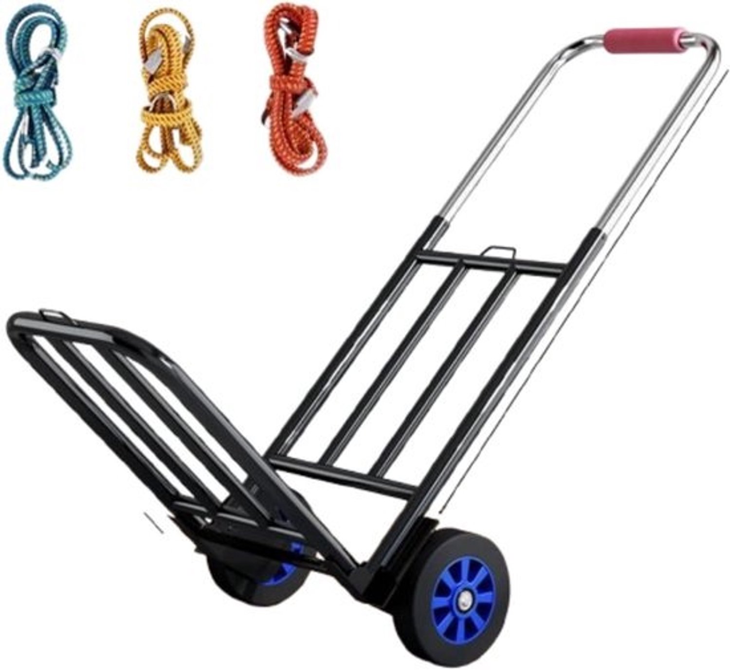 Opvouwbare Steekwagen - Dolly Winkelwagen - Zware Ladingen Vervoeren - Stevige IJzeren Constructie - 70 kg Capaciteit - Zwart