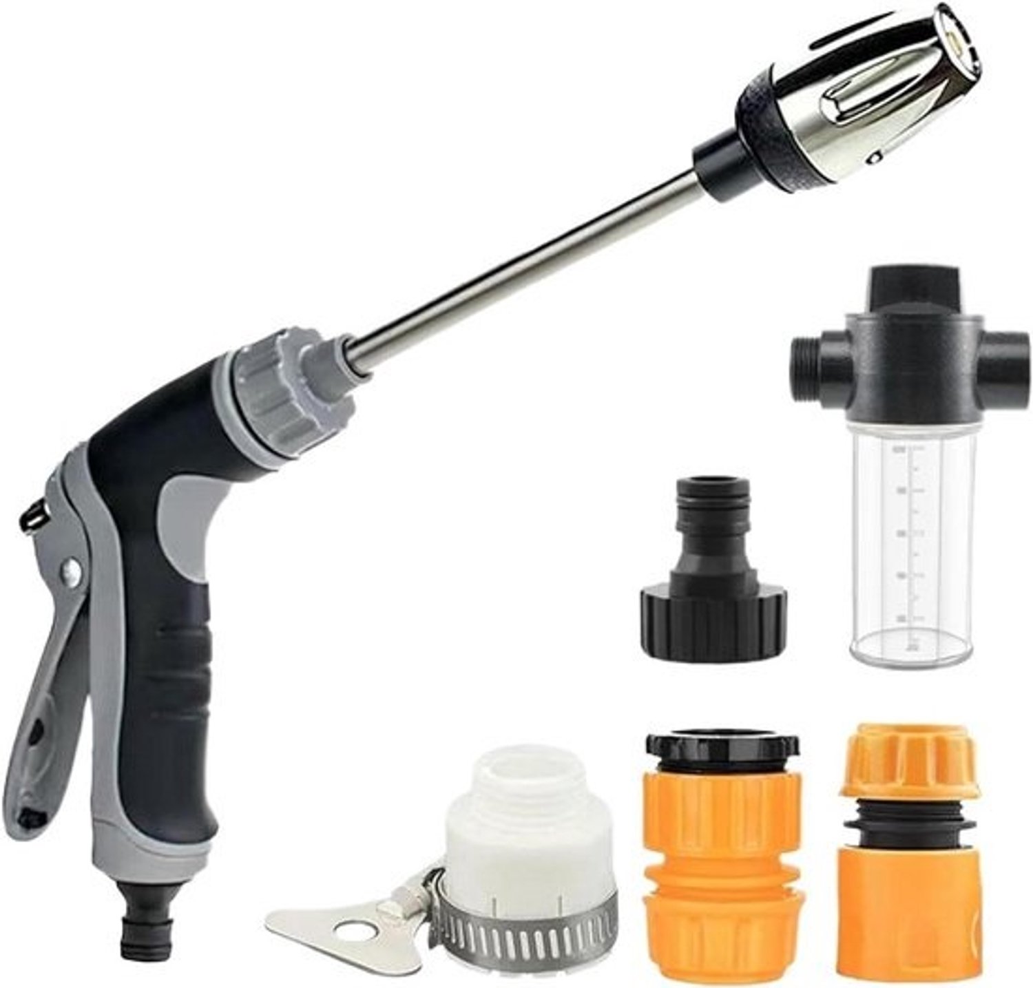 Hogedrukreiniger - Sproeier Reiniger - Buiten Schoonmaken - Aanpasbare Sproeistanden - 36 cm - Grijs
