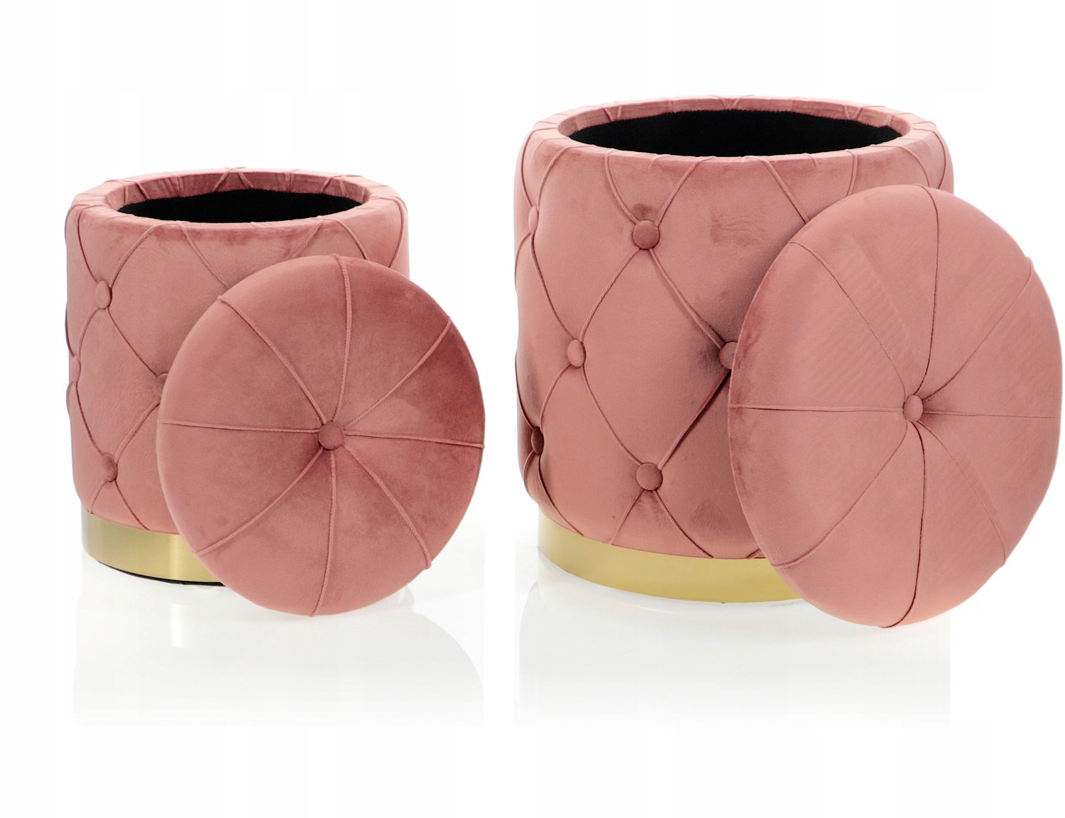 Messa Home 2x Roze Milena Puf met Opbergruimte - Glamour Stijl
