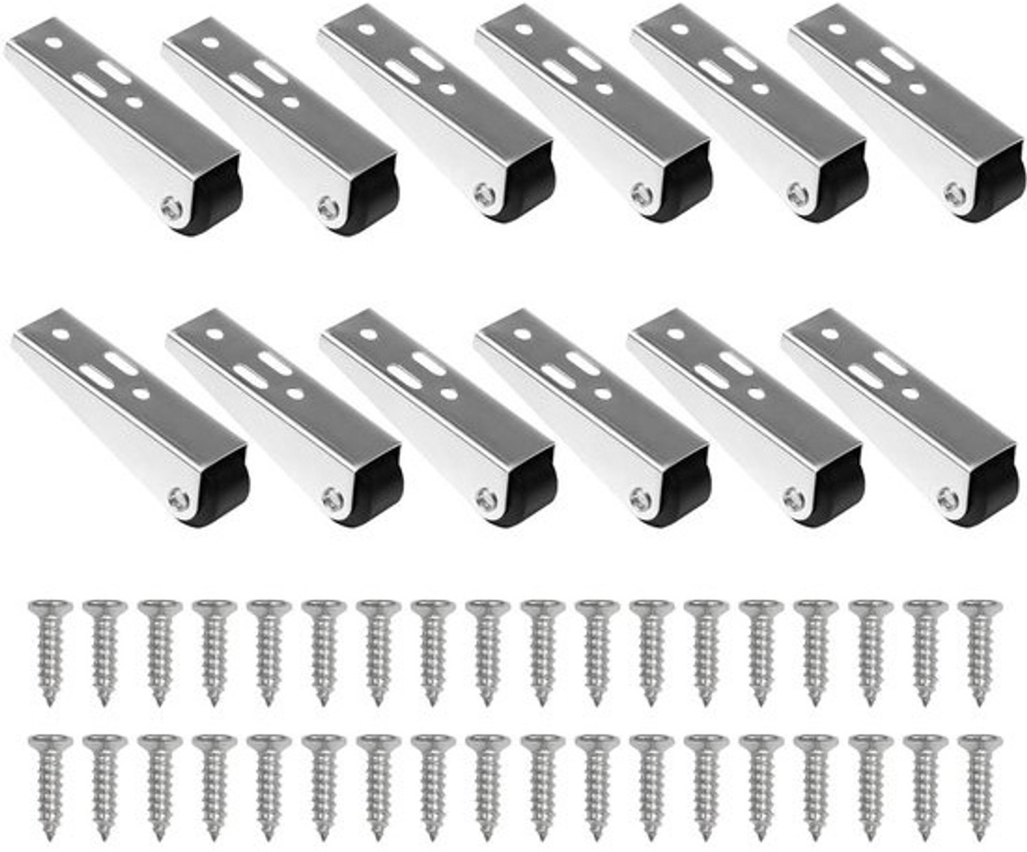 Meubelwielen Set - Zijbevestiging Wielen - Meubels Verplaatsen - Roestvrij Staal - 12 Stuks - Zilver