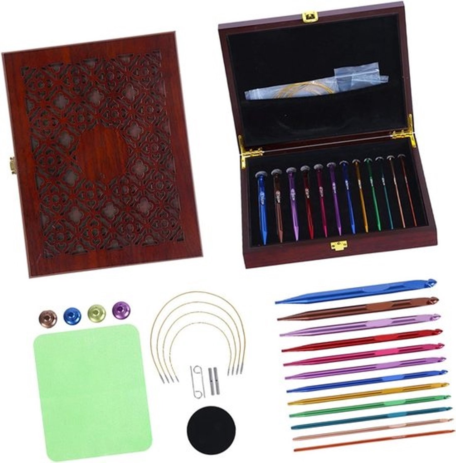 Tunisian Haaknaalden Set - Wisselbare Haaknaald - Haken en Breien - Ergonomische Handgreep - 12 Stuks - Multicolor