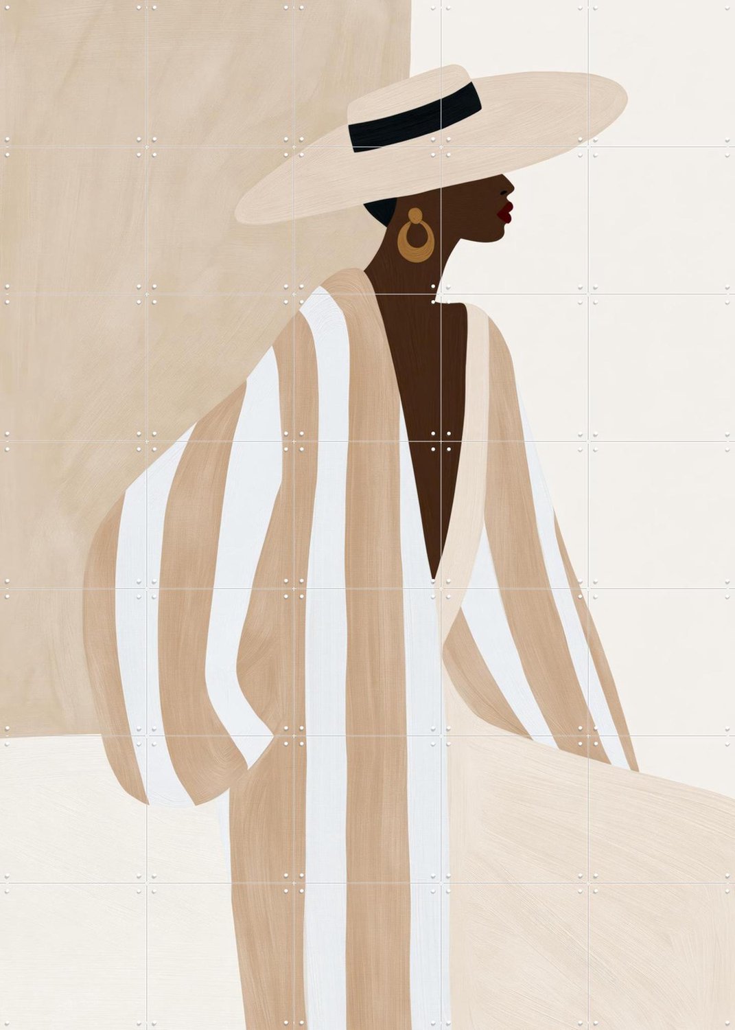 IXXI Riviera Shade, Atelier Pommeline - 100 x 140 cm - Grote wanddecoratie en posters - Illustraties, Minimalisme, Woonkamer, Trap, Gang, Slaapkamer Bruin / Beige