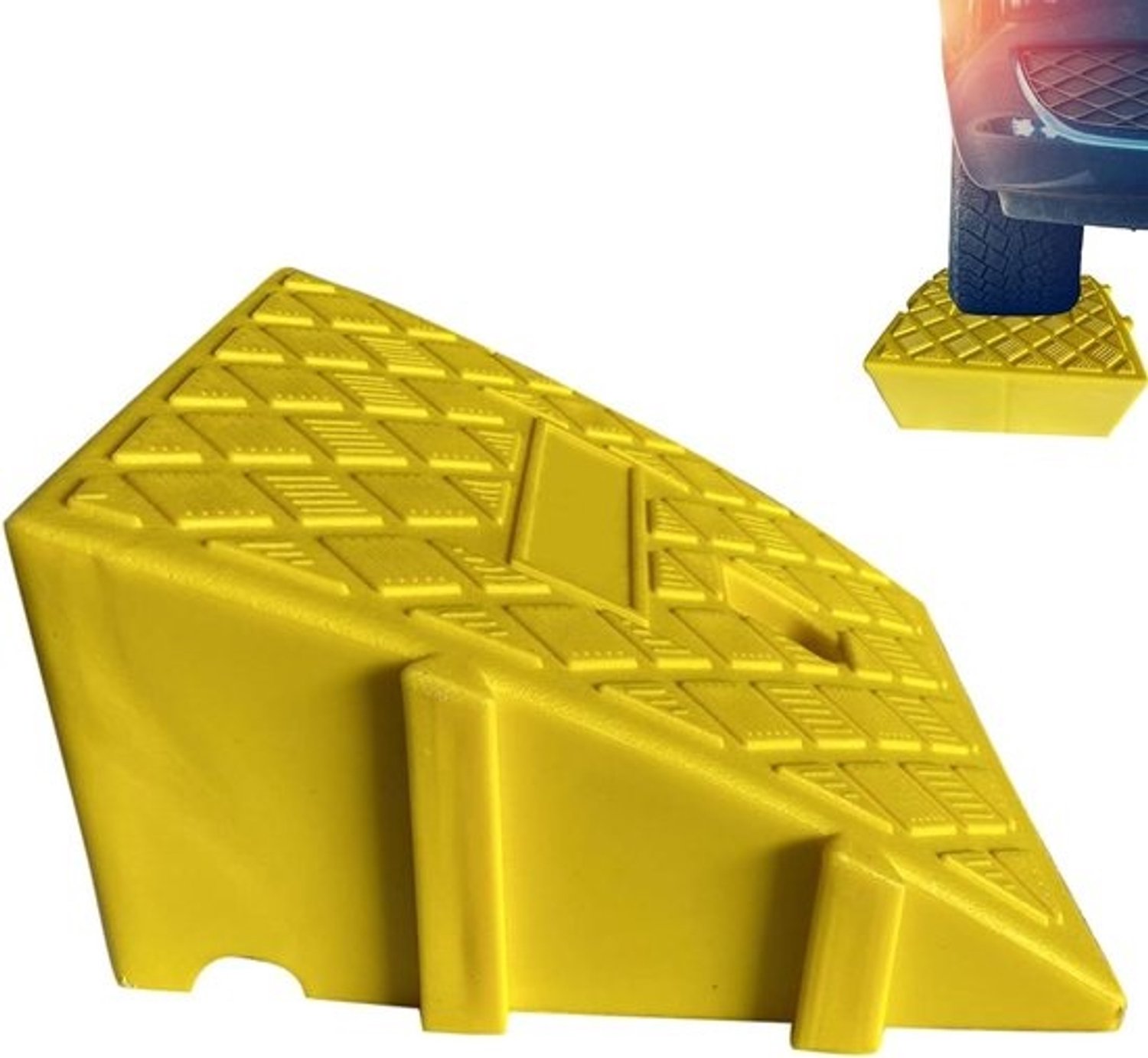 Oprithelling - Drempelhulp - Voertuigen Verplaatsen - Antislip Ontwerp - 24.5 x 19.1 x 8.5 cm - Geel