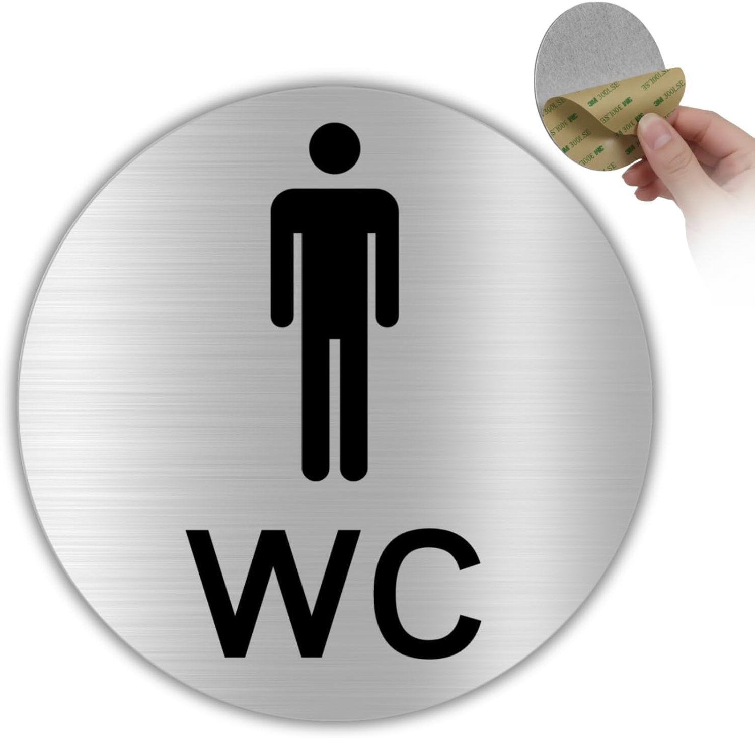 Toiletbord mannen Ø 10 cm - Aluminium - Eenvoudig te installeren - Duidelijke signalisatie - Vemera