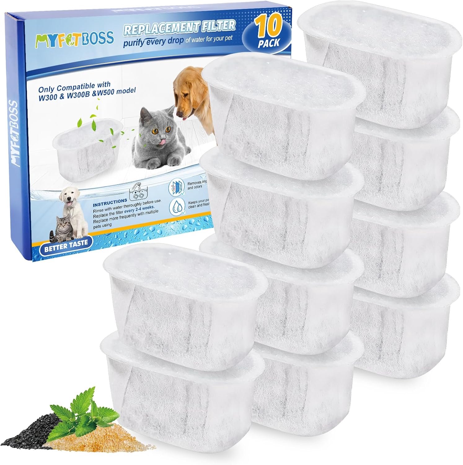 Filterset voor katten drinkfontein - 10 stuks - Hoogwaardige filters - Gezond drinkwater voor katten en honden - ShopVlot