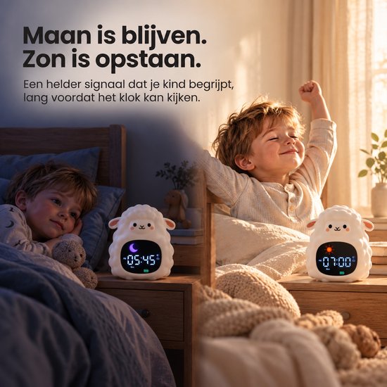 Luvonic® Slaaptrainer Schaap - Kinderwekker met Nachtlampje en Slaapgeluiden - Kindvriendelijke Slaapwekker - Slaaptrainer met Led en Geluid - White Noise - 8 Verschillende Kleuren - Kind/Peuter/Kleuter van Luvonic — afbeelding 2