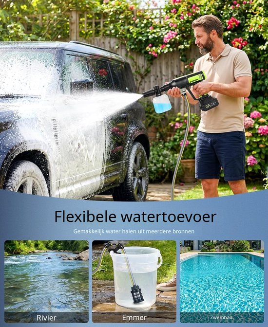 QEVA Hogedrukreiniger Auto - Hogedrukreiniger - Autostoomreiniger - Groen - 10cm x 10cm x 12cm — afbeelding 3