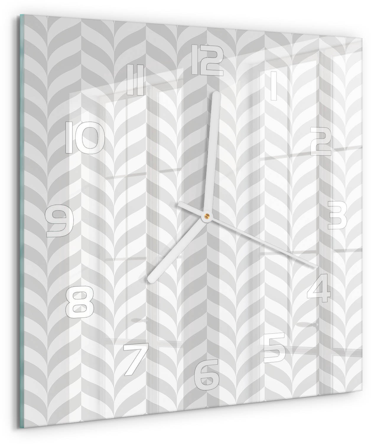Tulup Wandklok - Geometrische achtergrond Gekleurde Glazen Klok - 30x30 cm - Grijs Glazen Klok Met Print - Witte handen - Vierkante Klok - Moderne Wandklok Glas - Wandklok Glas Decoratie