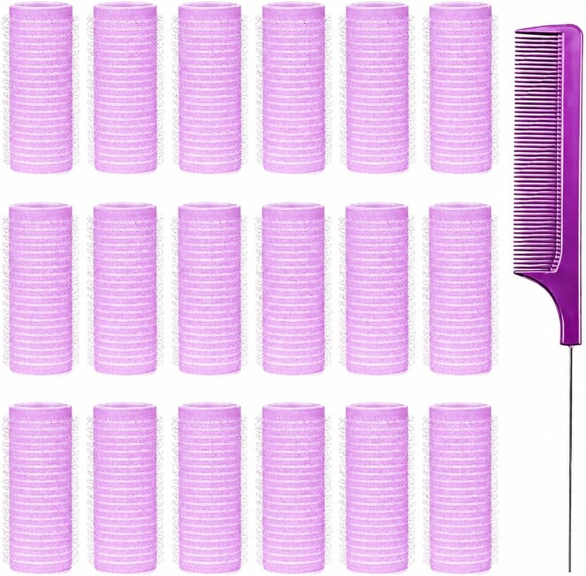 Krulspelden, kleine geventileerde krulspelden met 1 rattenstaartkam, krulspelden voor vrouwen (lichtpaars)