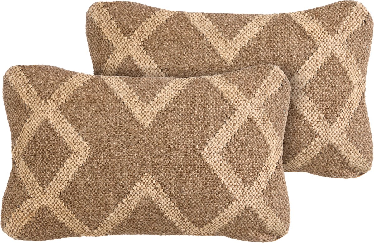 Beliani GOPI - Sierkussen set van 2 - Lichtbruin/Beige - 30 x 50 cm - Jute