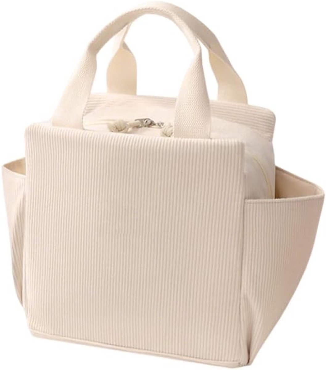 Duurzame Koeltas voor Vrouwen van 12 L met Zijvakken - Geïsoleerde Lunchtas voor School, Kantoor en Picknick, Beige