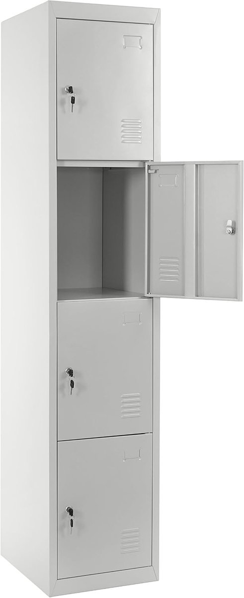 Sluitvak Boston T163, sluitvakkast opbergvak spind, metaal 180 x 38 x 45 cm ~ grijs