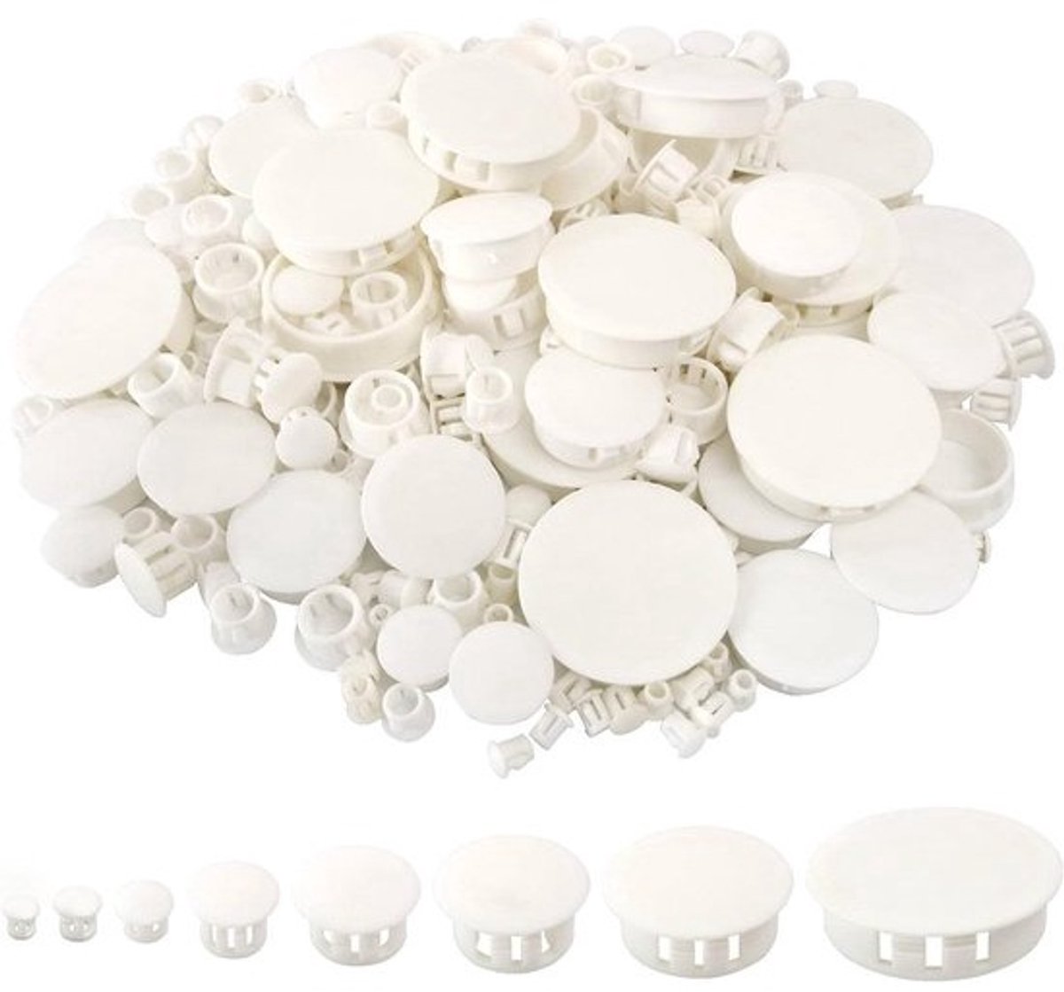 Plastic Plugs - Gat Afdekking - Meubels Repareren - 8 Verschillende Maten - 320 Stuks - Wit