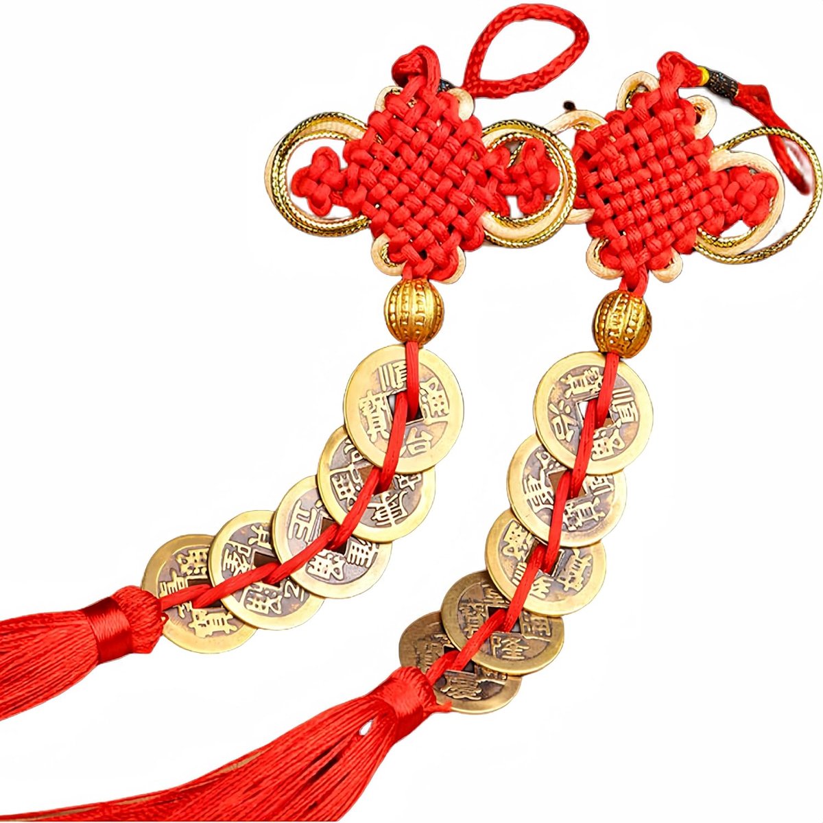 2x5 Chinese Feng Shui Munten Auto Decor - Echte Vijf Keizer Geld met Zegeningen voor Geluk, Gezondheid & Welvaart (Oud Brons Effect, Cadeau Idee)