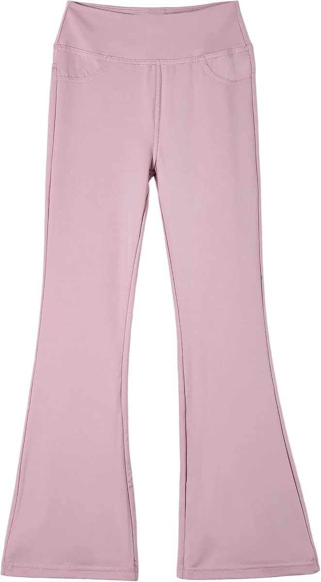Uitlopende yoga-legging voor meisjes, hoge taille, bootcut, rekbare sportbroek voor hardlopen, met zakken