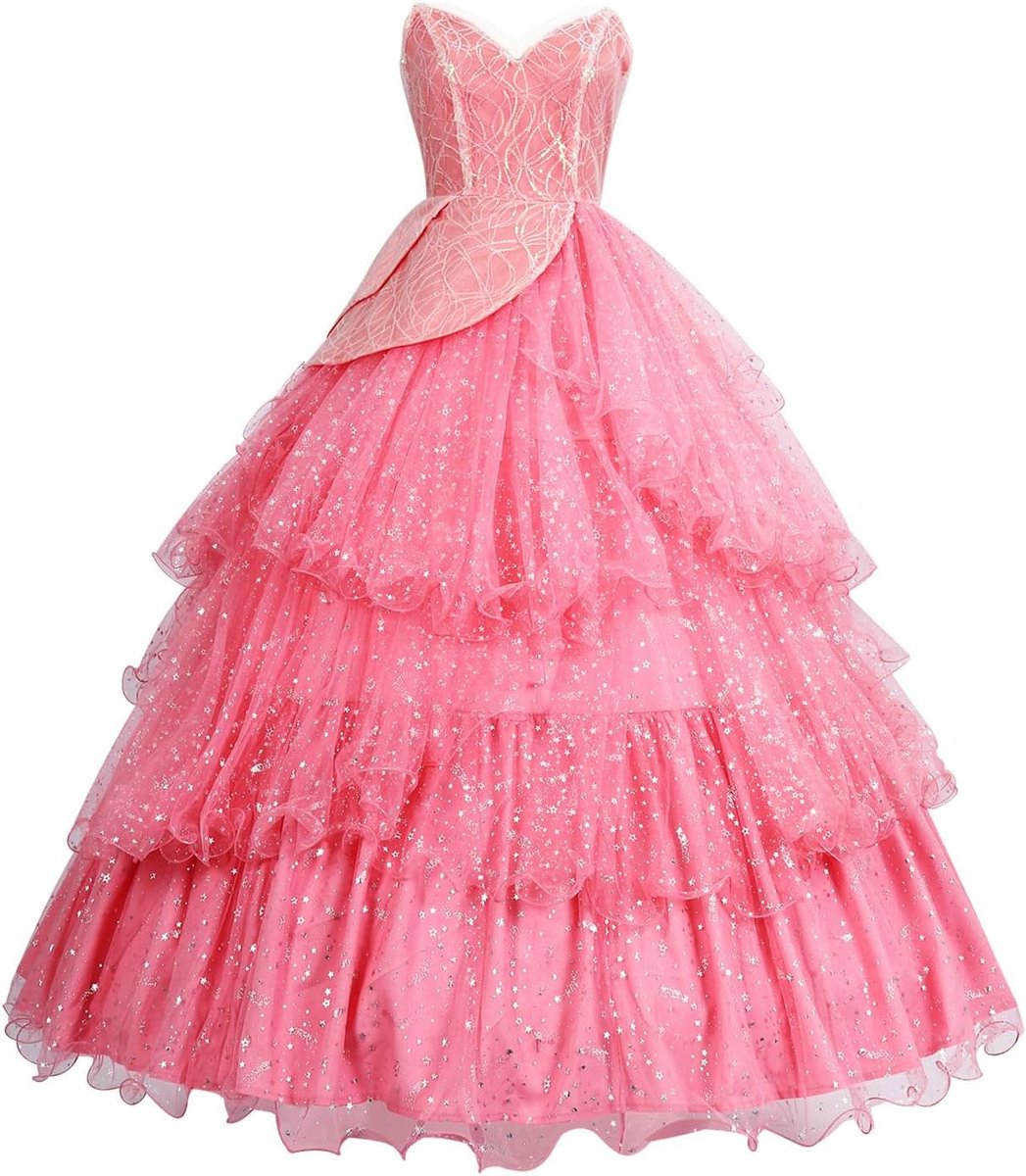 Jurk voor volwassenen, roze Glinda cosplay kostuum, jurk, Halloween, dansfeest, show voor vrouwen