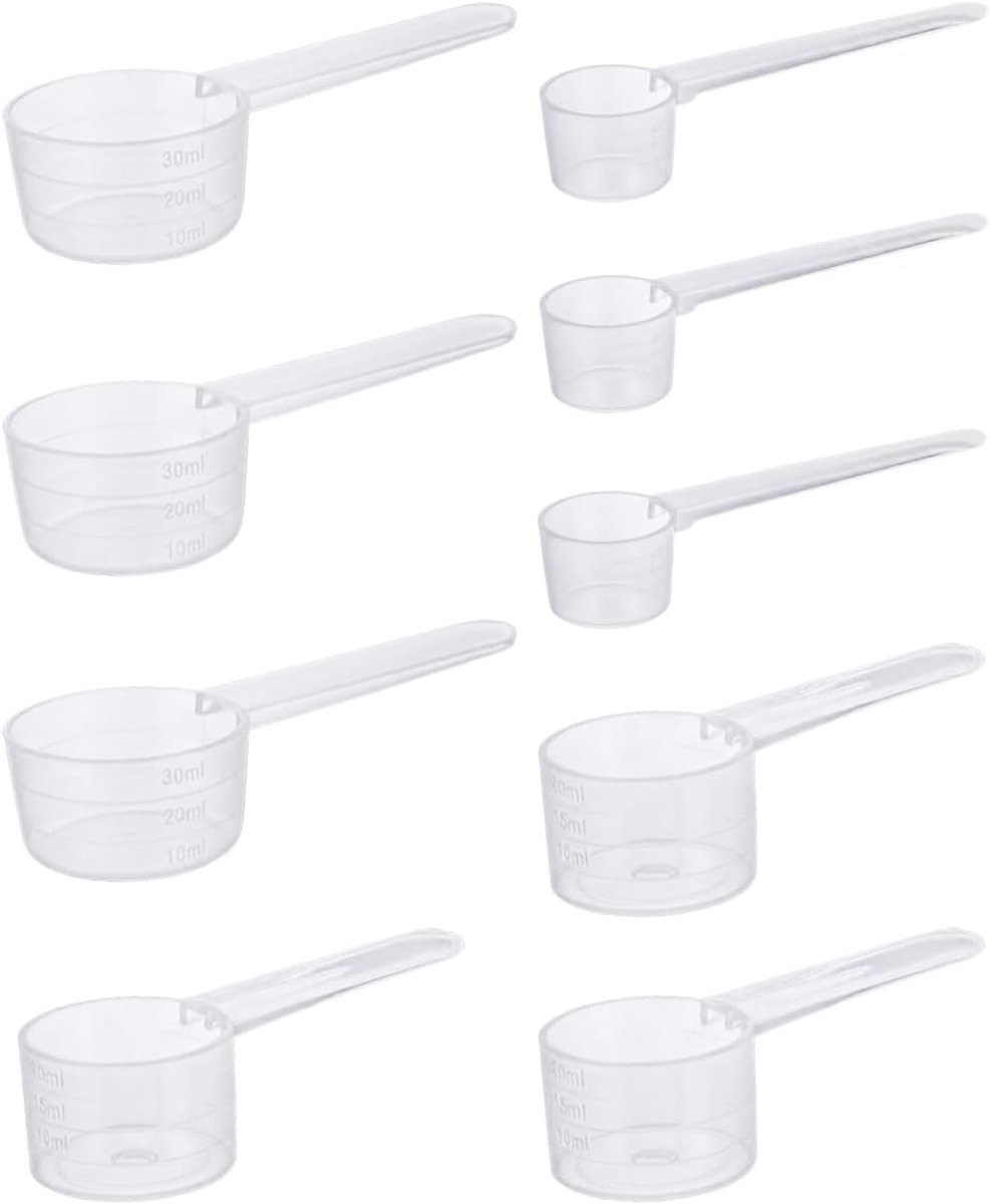 9 stuks Messlöffel Set Transparante doseringslöffel met schaal 5g en 10g/15ml Messlöffel Gramm für Eiwitpoeder Waspoeder Melkpoeder Bakken Creatine Praktische keukenwaag Löffel zum Abmessen