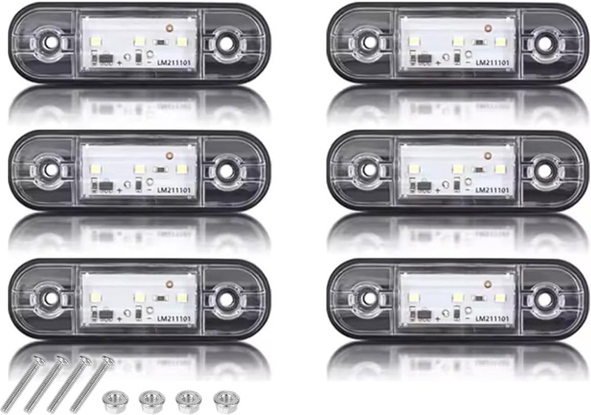 zijmarkeringslichten met 3 leds, 12 V-24 V, universele zijknipperlichten, IP65 waterdicht, voor en achter, voor vrachtwagen, camper, caravan (6 stuks)