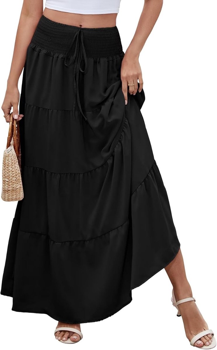 Damesrok voor strandvakantie, lange rok, 2-in-1, lange rok met elastische tailleband en elegante zomerrok, geschikt voor casual gelegenheden in de zee, meerdere maten