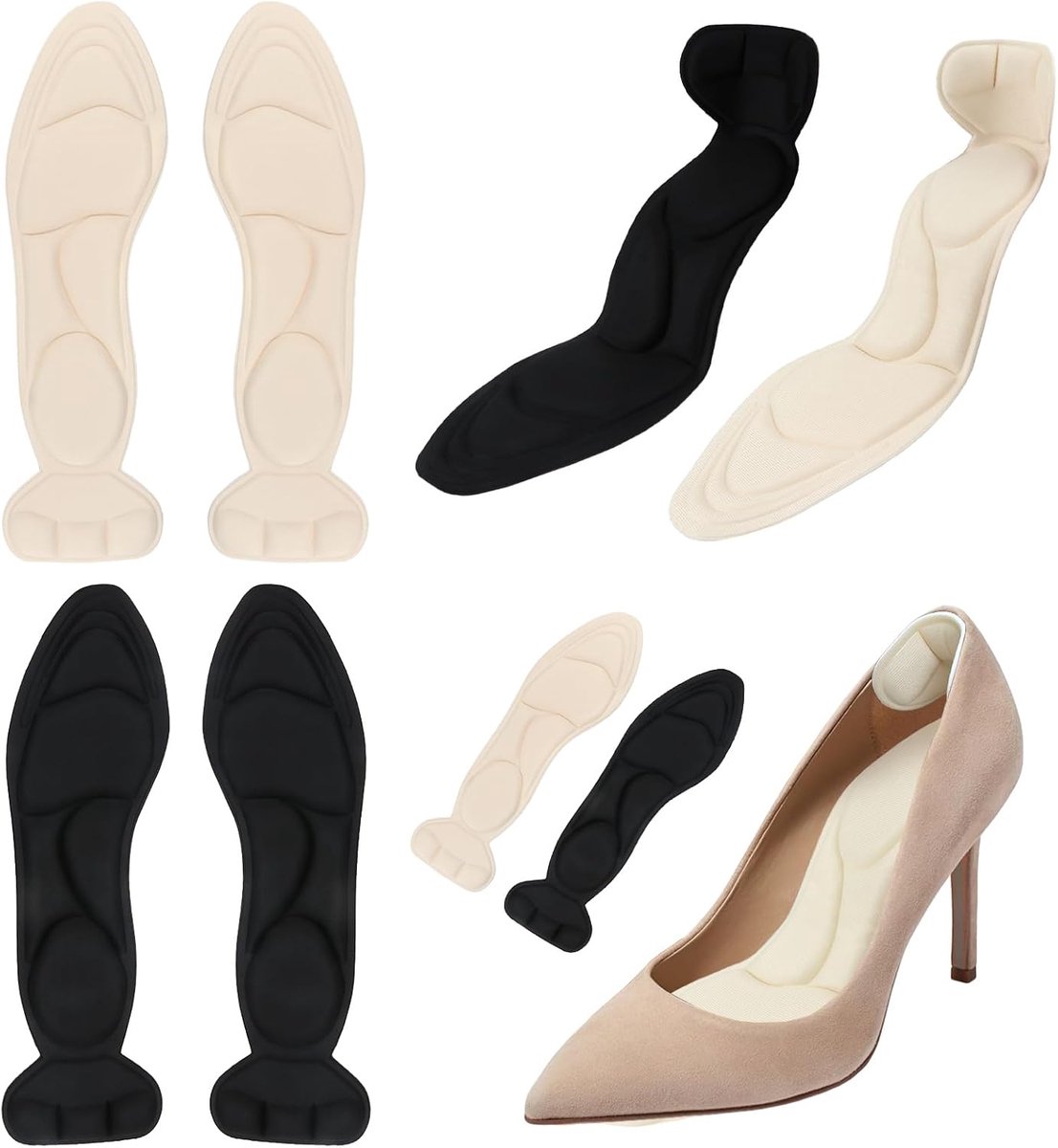 4 Paia Cuscinetti per Tallone Scarpe, Solette Scarpe Tacco Alto