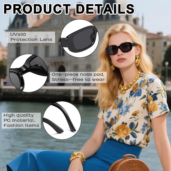 Zonnebrillenset Dames en Heren 4 Stijlen Retro Design UV400 Bescherming Lichtgewicht Zwart Wit Luipaard — afbeelding 3