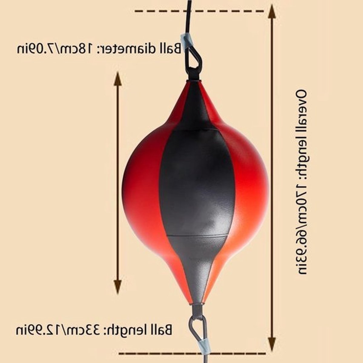 Boks Trainingsbal - Reflexbal Fitness - Stress Vermindering - Verbetert Coördinatie - 170 cm - Rood