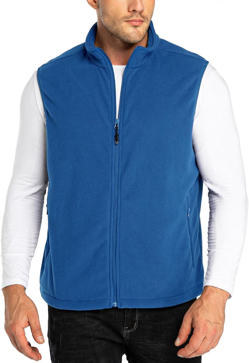 33,000ft Heren fleece vest jas staande kraag ultralicht outdoor mouwloos fleecejack giilet tops fleece vest heren met zakken ritssluiting