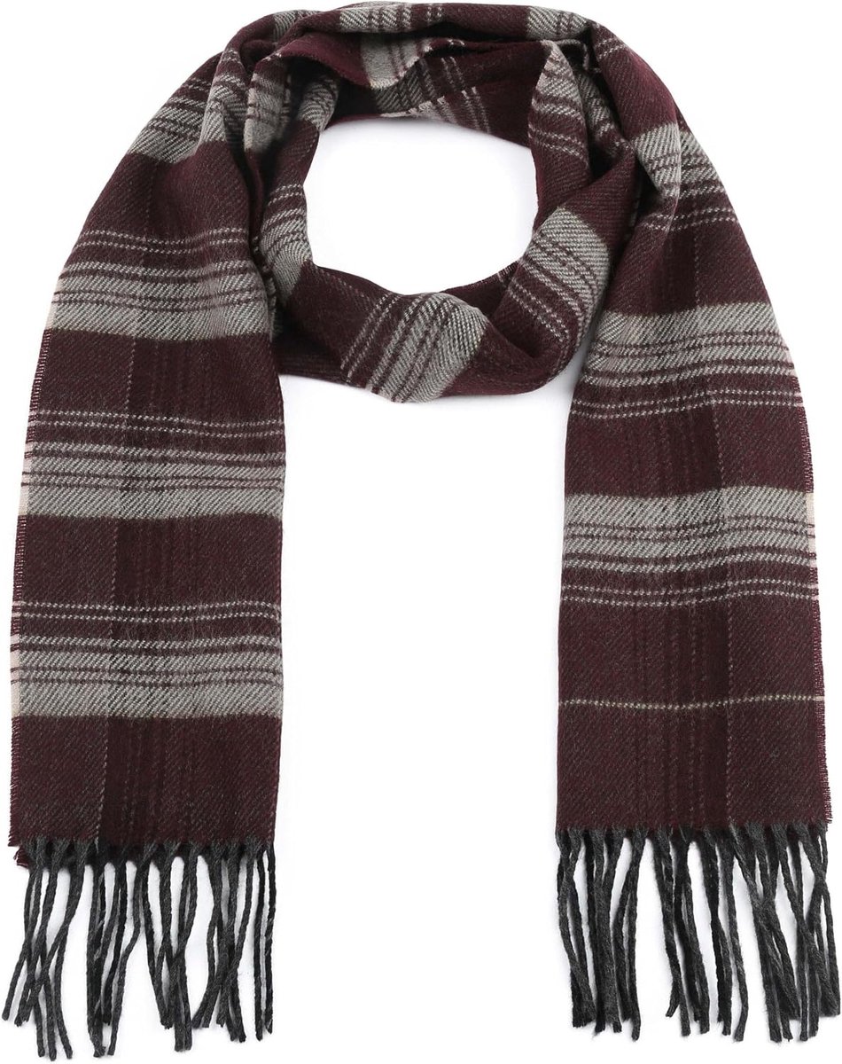 Heren Sjaal Acryl Geruit 20-03 - Herenkleding, Multicolor, Grijs, Bordeaux, One Size