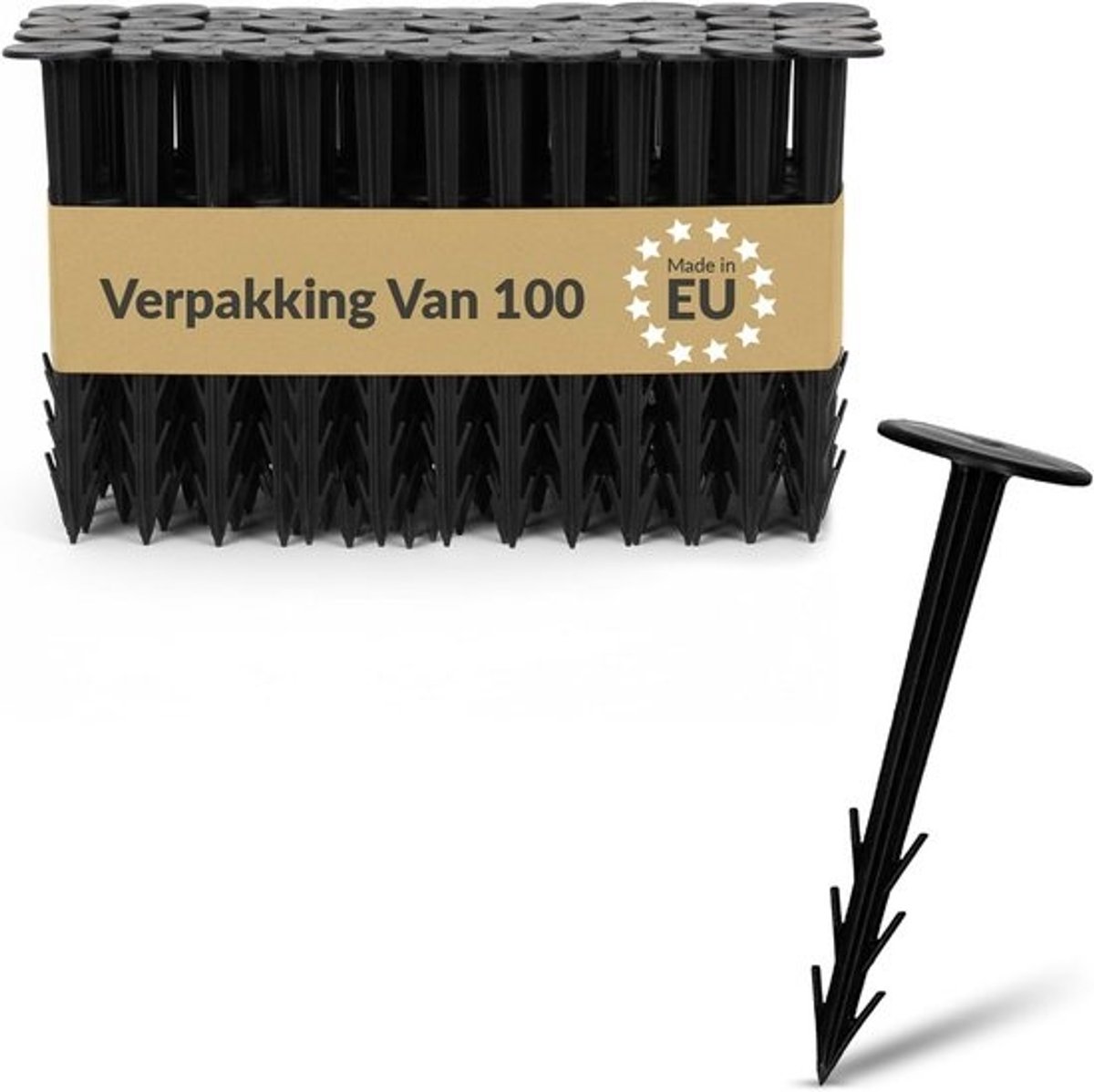 100x Kunststof Grondankers - UV-Bestendig voor Gronddoek, Worteldoek en Mulchbevestiging