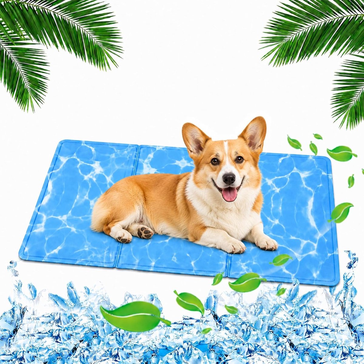 Koelmat voor honden, koeldeken voor honden en katten, koelkussen met niet-giftige gel, zelfkoelend voor grote en middelgrote huisdieren, verkoelende hondenmat (L)