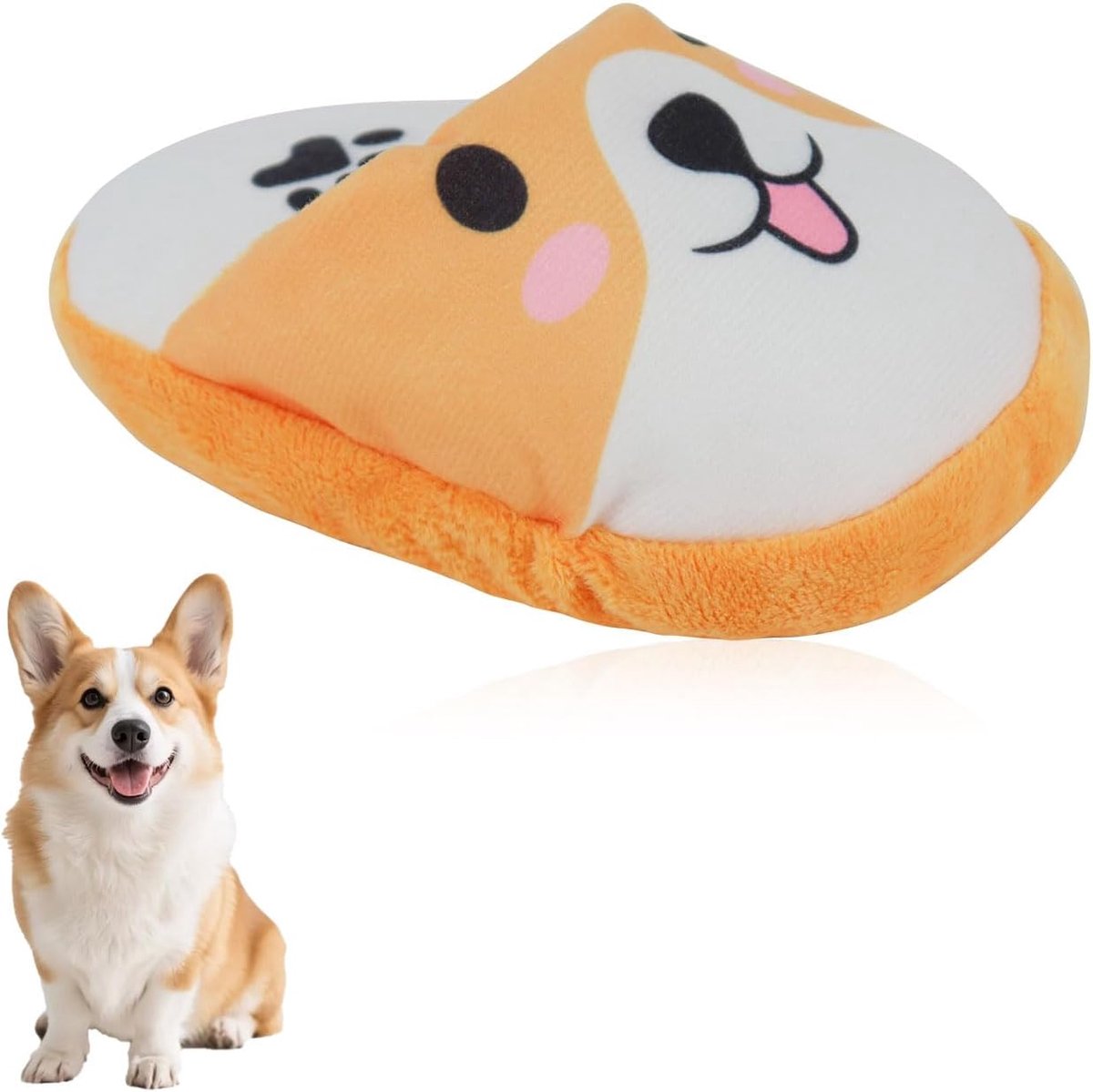 Hondenspeelgoed, schoenvormig huisdierspeelgoed met dierenpatroon, honden, katten, squeaker speelgoed voor het reinigen van tanden, vermindert gebitsconsumptie, energie (geel)