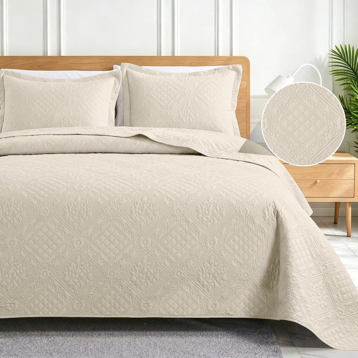 Gewatteerd Beddensprei, 250x250cm, Licht Beddensprei Lente-Zomer, Frisse Dekbedovertrek Voor Twee Personen Voor Bed En Bank, Lichtgrijs