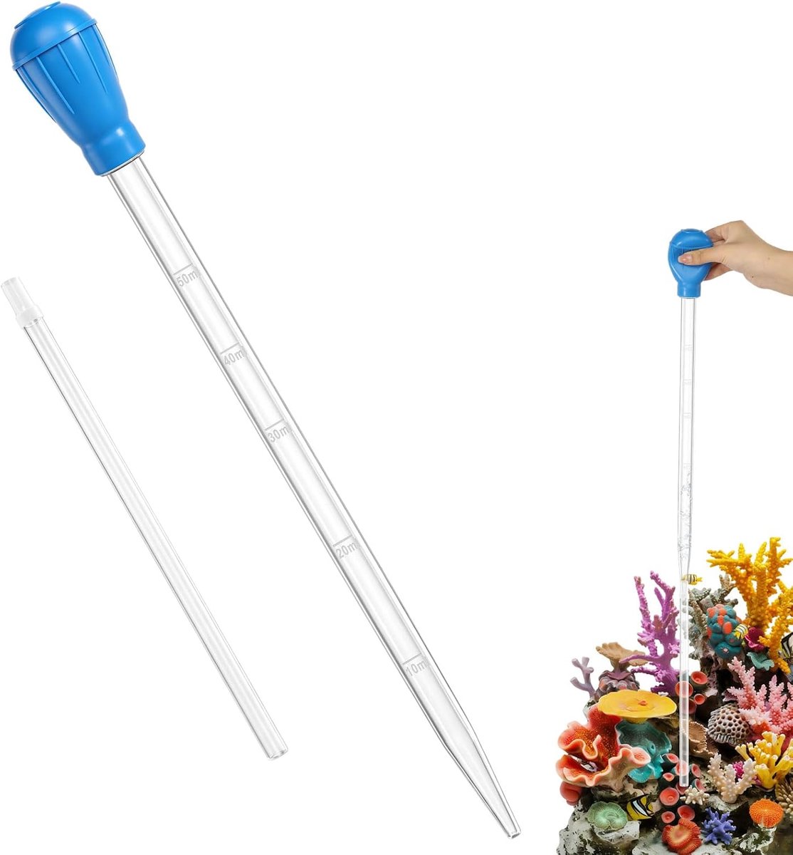 lange aquariumspuit 70 cm, 50 ml waterwisselsifon met 25 cm lengte verlengbuis voor aquariumreiniging en mulm-afzuiging voor visvijvers
