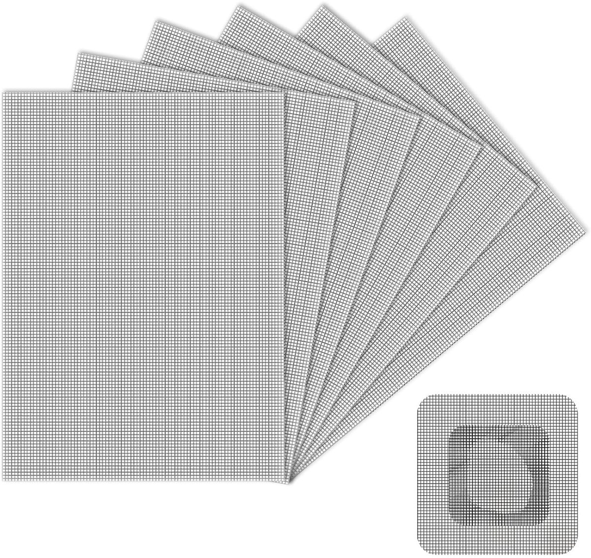 Reparatieset voor vliegenhorren, 6-delige reparatietape voor vliegenhorren, zelfklevende reparatietape voor vliegenhorren, insectenwerende reparatietape voor ramen en deuren