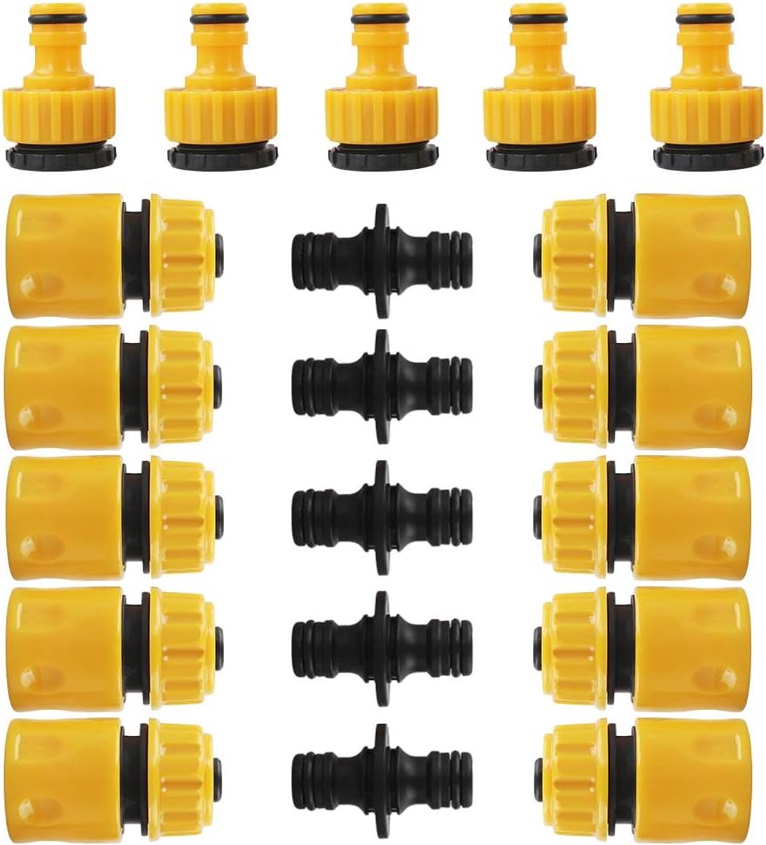 20 stuks, 1/2 inch snelkoppeling, dubbele stekker slangkoppeling, 1/2 inch en 3/4 inch kraan, slangaansluiting voor tuin en huis waterkraan