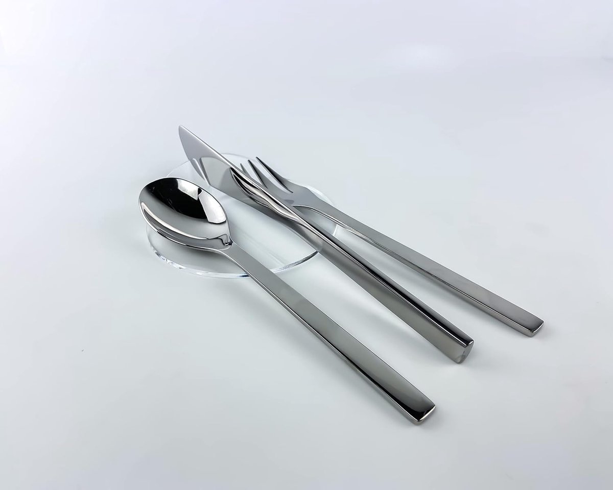 Tafelbestekstandaard van gekleurd plexiglas, 6-delige set, elegant cadeau-idee voor Mise En Place, ontworpen en vervaardigd in Italië (klein, transparant)