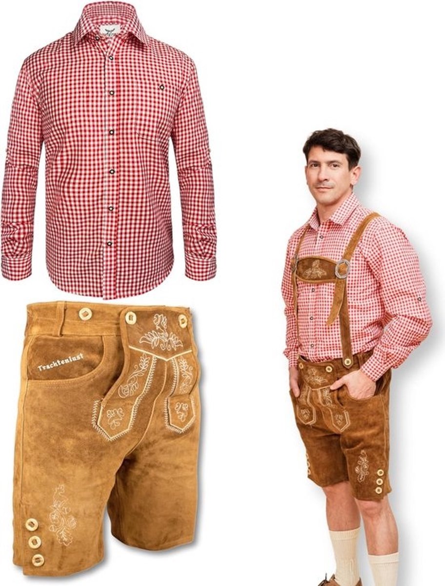 Traditionele Lederhose met Klederdrachthemd voor Heren - Oktoberfest Set
