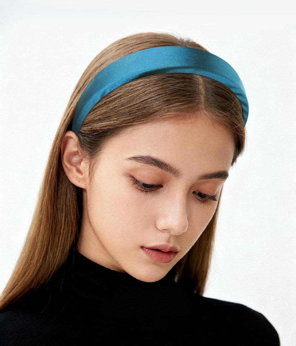 axy Haarband HRK7A Haarband met stof gevoerde Candy Colours en satijn bekleed - Prachtige dameshoofdband haaraccessoires haarbanden (petrolblauw)