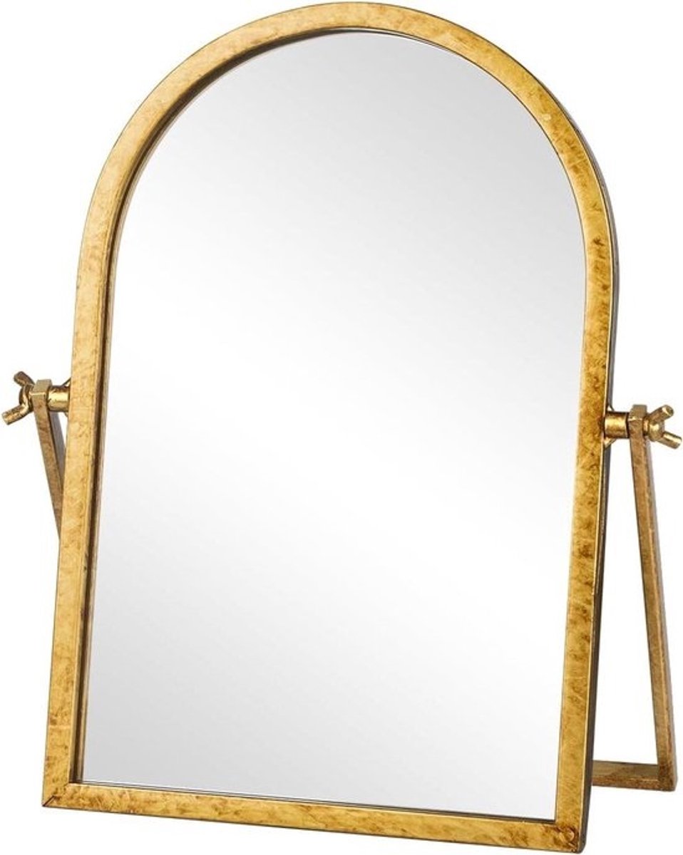 Make-up Spiegel - Kaptafel Spiegel - Dagelijkse Verzorging - 360 Graden Draaibaar - 30 x 19.8 cm - Antiek Goud