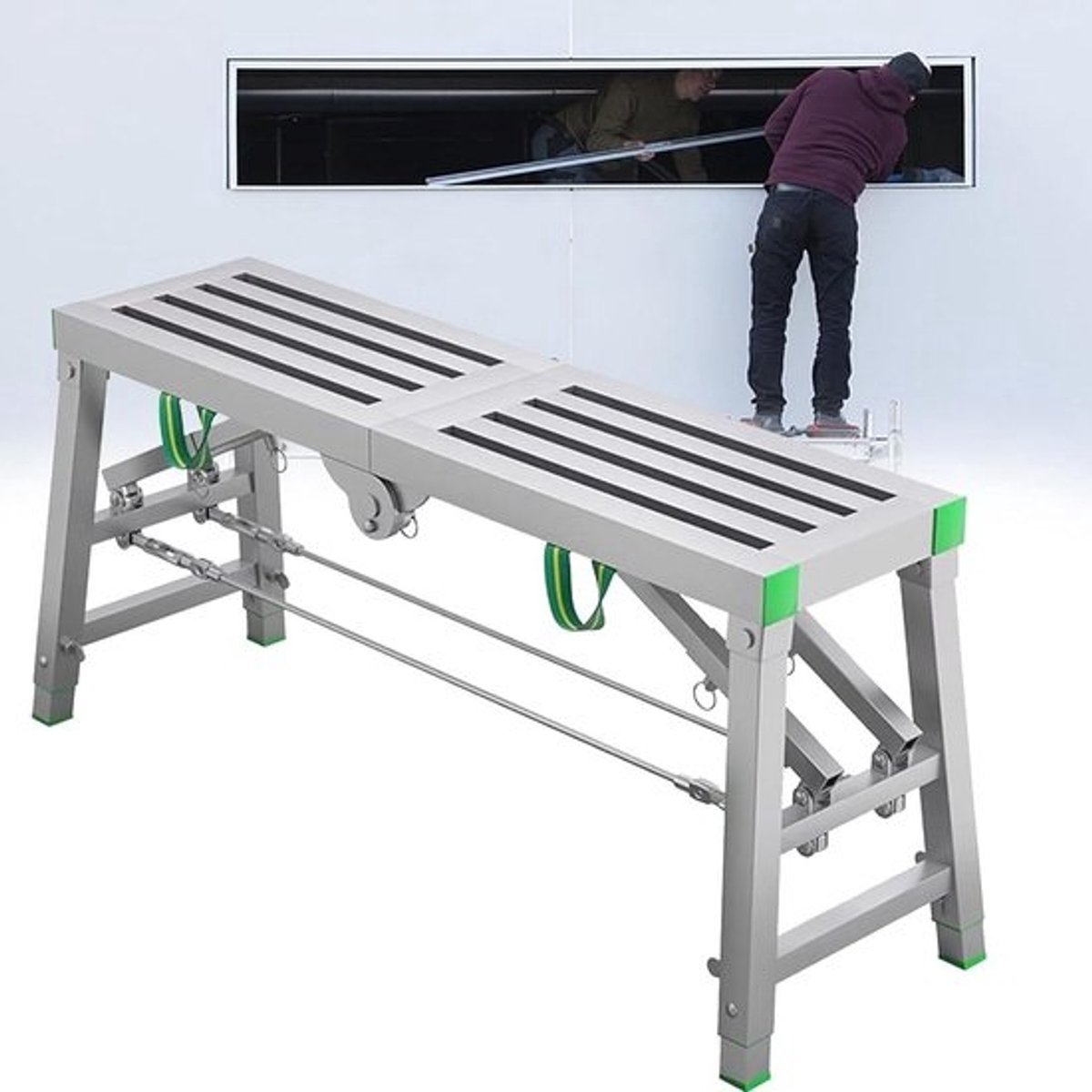 Opklapbaar Steigerplatform - Werkplatform Steigerkruk - Klussen en Onderhoud - In Hoogte Verstelbaar - 200 cm - Zilver