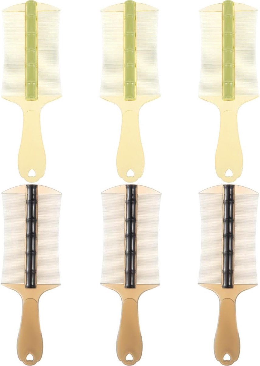 6 stuks Dandruff Combs Deel Dubbelzijdige fijne tandkam met lange greep Effectieve verwijdering van roos voor meisjes volwassenen en huisdieren groen-zwart