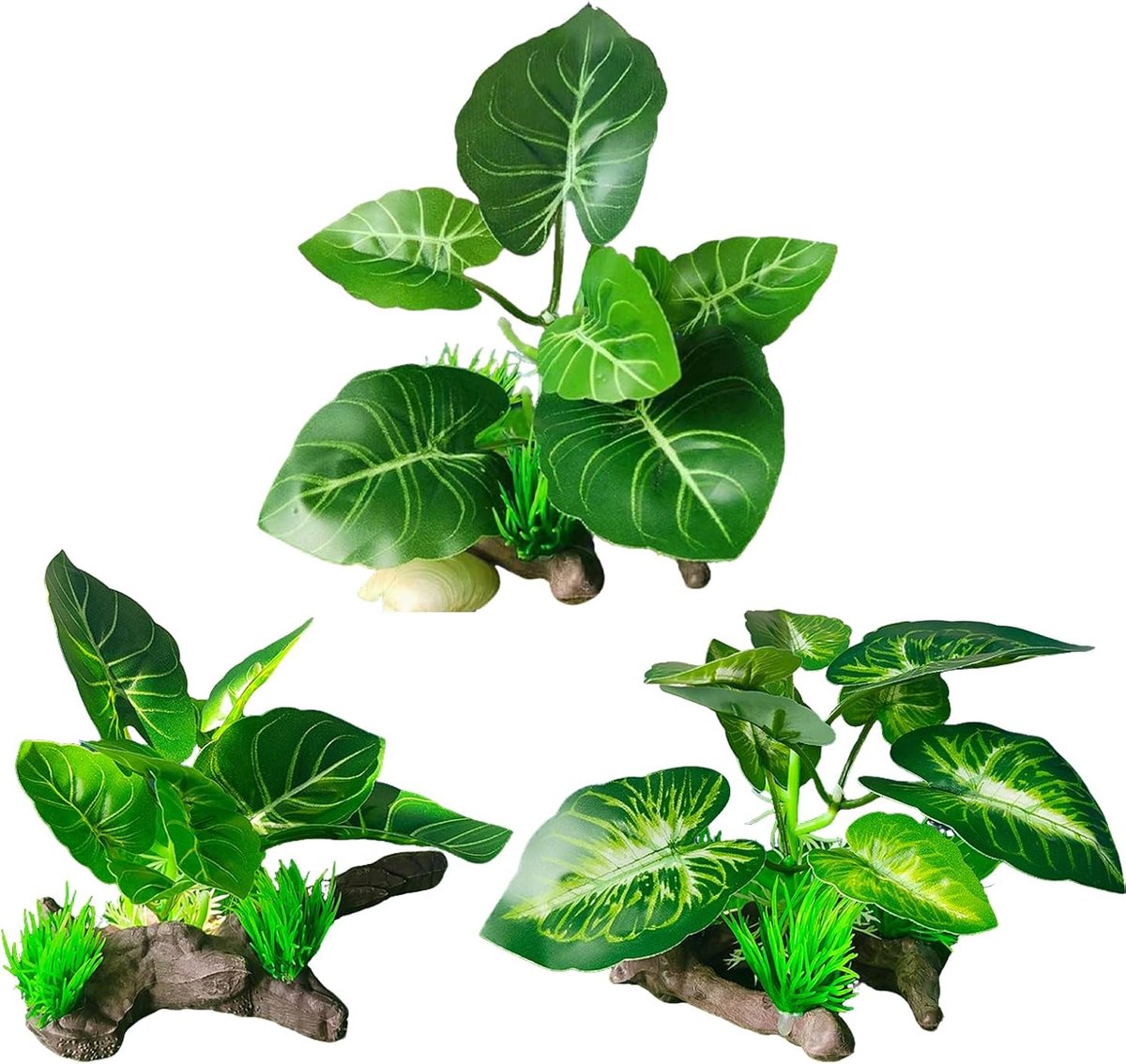 Kunstplanten voor buiten, decoratie, aquarium, kunstbloemen, binnen, kunstgras, kunstplanten, aquariumdecoratie, 3 stuks