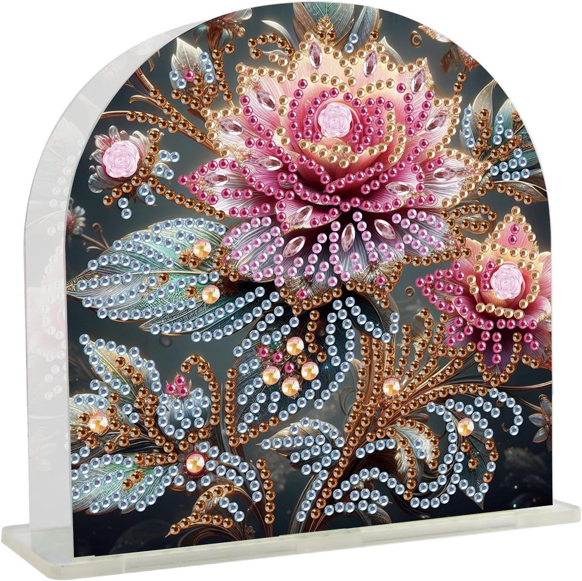Servethouder 14,5 x 14,5 cm Diamond Painting servetframe diamant schilderij servetstandaard tafel praktische papieren servettenhouder modern design voor tafeldecoratie bloemen lotusbloem