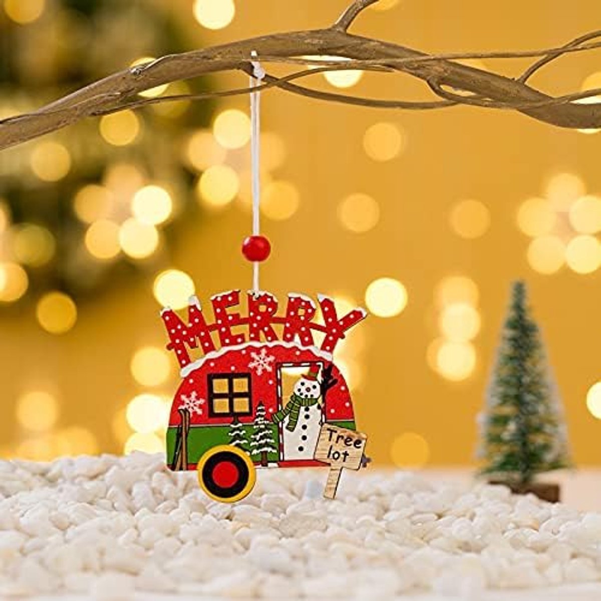 Kunstkerstboom 1pc 2D 3D Kerst Ornament Houten Hangende Hangers Star Xmas Tree Bell Kerstversiering for Home Party Nieuwjaar Navidad (Color : Maroon)