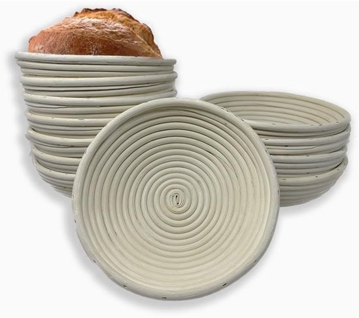 Rijsmandjes Set - Brood Manden - Brood Bakken - Natuurlijk Rotan Materiaal - 10 Inch Rond - Natuurlijk