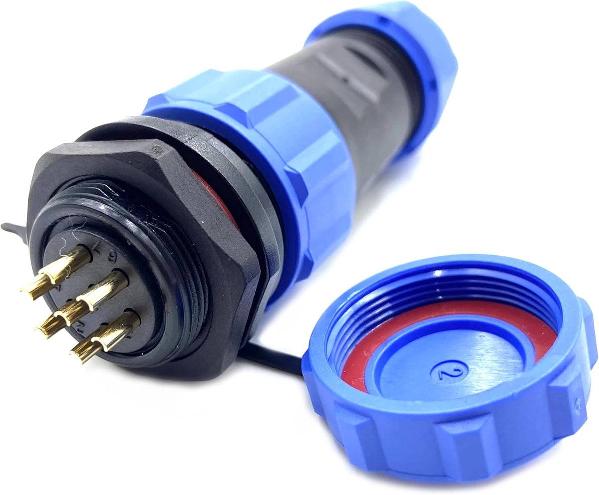 7-pin luchtvaartconnector, IP68 waterdichte 7-pins kogeltype connector, vrouwelijke connector en mannelijke connector, industriële connector, rechte achtermoerinstallatie